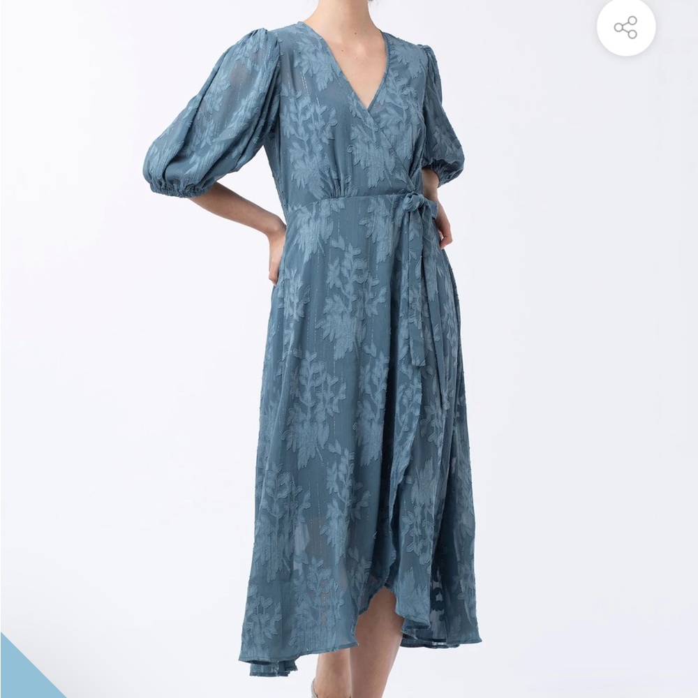 NWOT Abbey Glass Diane Wrap Dress - Steel Blue